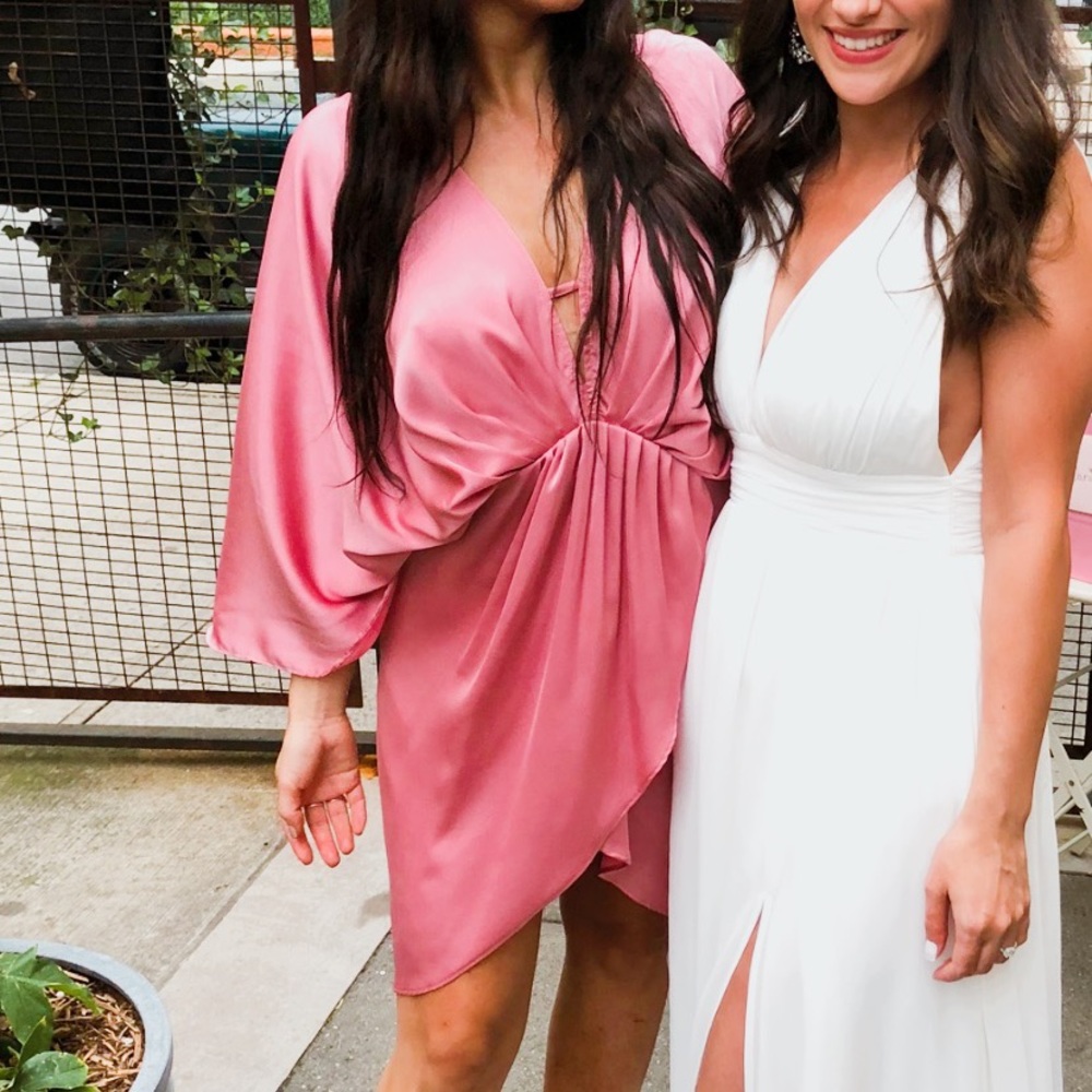 Pink Plunge Neck Cocktail Dress